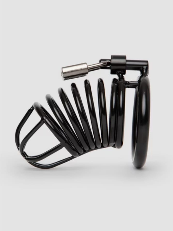 Steel Lock Chastity Cage for Men – Black Metal Secure Design 4.5 Inch